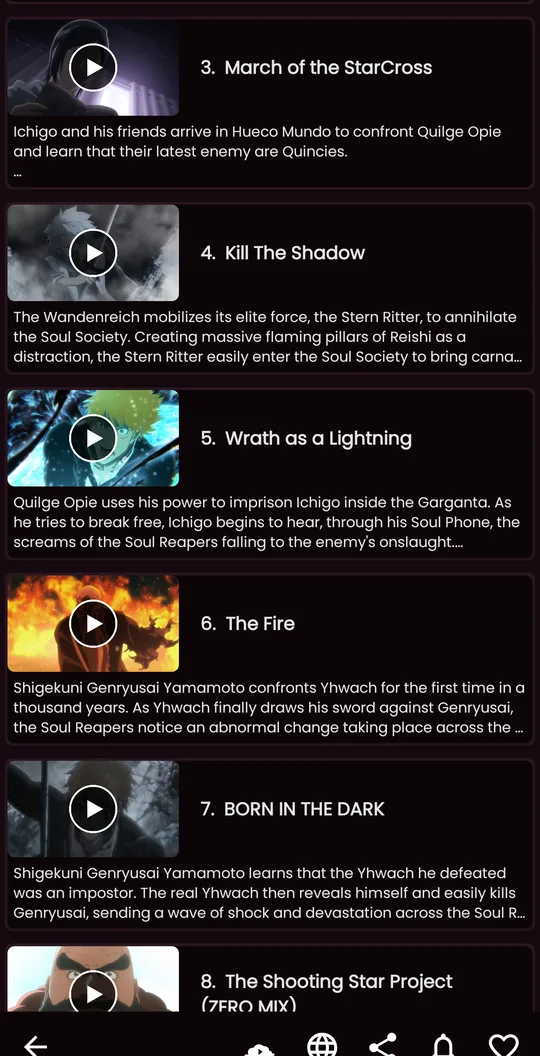 Nekomo episode list screen